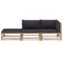 Set de muebles de jardín 3 piezas bambú y cojines gris oscuro
