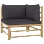 Gartenmöbel-Set 3-teilig aus Bambus und dunkelgrauen Kissen von vidaXL, Gartensets - Ref: Foro24-3058246, Preis: 302,08 €, Ra...