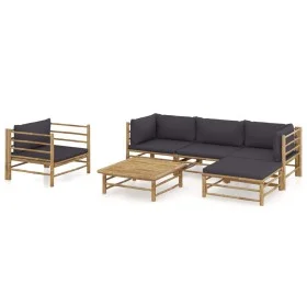6-piece bamboo garden furniture set with dark gray cushions by vidaXL, Garden sets - Ref: Foro24-3058196, Price: 558,55 €, Di...