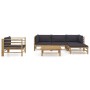 6-teiliges Gartenmöbel-Set aus Bambus mit dunkelgrauen Kissen von vidaXL, Gartensets - Ref: Foro24-3058196, Preis: 567,20 €, ...