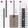 Reja con postes Gris 1.6 x 10 m Acero