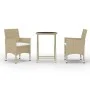 Garden bistro set 3 pieces PE rattan beige tempered glass by vidaXL, Garden sets - Ref: Foro24-3058380, Price: 197,22 €, Disc...
