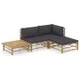 4-teiliges Gartenmöbel-Set aus Bambus mit dunkelgrauen Kissen von vidaXL, Gartensets - Ref: Foro24-3058190, Preis: 295,98 €, ...