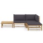 4-piece bamboo garden furniture set with dark gray cushions by vidaXL, Garden sets - Ref: Foro24-3058190, Price: 299,25 €, Di...
