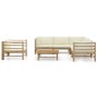 Gartenmöbel-Set 7-teilig aus Bambus und cremeweißen Kissen von vidaXL, Gartensets - Ref: Foro24-3058215, Preis: 850,96 €, Rab...