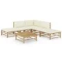 Gartenmöbel-Set 6-teilig aus Bambus und cremeweißen Kissen von vidaXL, Gartensets - Ref: Foro24-3058187, Preis: 546,21 €, Rab...