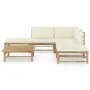 Set de muebles de jardín 6 piezas bambú y cojines blanco crema de vidaXL, Conjuntos de jardín - Ref: Foro24-3058187, Precio: ...