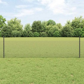 Reja con postes Gris 0.5 x 25 m Acero