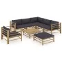 8-teiliges Gartenmöbel-Set aus Bambus mit dunkelgrauen Kissen von vidaXL, Gartensets - Ref: Foro24-3058218, Preis: 813,27 €, ...