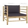 8-teiliges Gartenmöbel-Set aus Bambus mit dunkelgrauen Kissen von vidaXL, Gartensets - Ref: Foro24-3058218, Preis: 813,27 €, ...