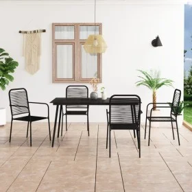 Garden dining set 5 pieces cotton rope and black steel by vidaXL, Garden sets - Ref: Foro24-3058279, Price: 370,77 €, Discoun...
