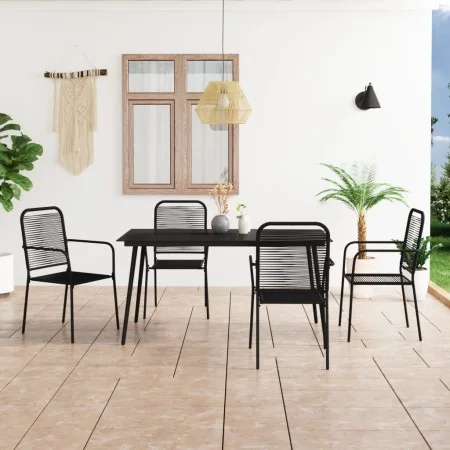 Garten-Essset, 5-teilig, Baumwollseil und schwarzer Stahl von vidaXL, Gartensets - Ref: Foro24-3058279, Preis: 370,74 €, Raba...