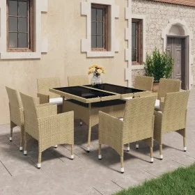 Garden furniture 9 pieces synthetic rattan and beige glass by vidaXL, Garden sets - Ref: Foro24-3058340, Price: 671,05 €, Dis...