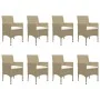 Gartenmöbel 9-teilig aus synthetischem Rattan und beigem Glas von vidaXL, Gartensets - Ref: Foro24-3058340, Preis: 671,05 €, ...