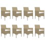 Muebles de jardín 9 piezas ratán sintético y vidrio beige de vidaXL, Conjuntos de jardín - Ref: Foro24-3058340, Precio: 612,42 €