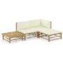 Gartenmöbel-Set 4-teilig aus Bambus und cremeweißen Kissen von vidaXL, Gartensets - Ref: Foro24-3058189, Preis: 384,42 €, Rab...