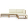 Garden furniture set 4 pieces bamboo and cream white cushions by vidaXL, Garden sets - Ref: Foro24-3058189, Price: 384,71 €, ...
