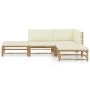 Garden furniture set 4 pieces bamboo and cream white cushions by vidaXL, Garden sets - Ref: Foro24-3058189, Price: 384,42 €, ...