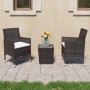 Gartentisch und Stühle 3 Stück PE Rattan braun gehärtetes Glas von vidaXL, Gartensets - Ref: Foro24-3058361, Preis: 172,95 €,...