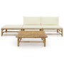 Gartenmöbel-Set 4-teilig aus Bambus und cremeweißen Kissen von vidaXL, Gartensets - Ref: Foro24-3058243, Preis: 348,53 €, Rab...
