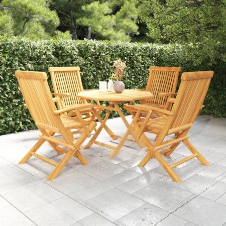 Juego de comedor para jardín 5 piezas madera maciza teca de vidaXL, Conjuntos de jardín - Ref: Foro24-3059582, Precio: 443,77...