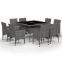 Garden dining set 9 pieces PE rattan and gray glass by vidaXL, Garden sets - Ref: Foro24-3058339, Price: 556,25 €, Discount: %