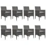 Set de comedor de jardín 9 piezas ratán PE y vidrio gris de vidaXL, Conjuntos de jardín - Ref: Foro24-3058339, Precio: 643,89...