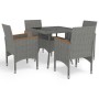 Muebles de jardín 5 piezas ratán sintético gris y acacia