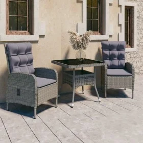 Garden furniture 3 pieces synthetic rattan and gray glass by vidaXL, Garden sets - Ref: Foro24-3058522, Price: 416,30 €, Disc...