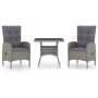 Garden furniture 3 pieces synthetic rattan and gray glass by vidaXL, Garden sets - Ref: Foro24-3058522, Price: 358,87 €, Disc...