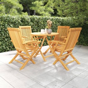 5-piece solid teak wood garden dining set by vidaXL, Garden sets - Ref: Foro24-3059580, Price: 480,66 €, Discount: %