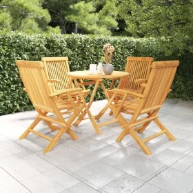 5-teiliges Garten-Esszimmerset aus massivem Teakholz von vidaXL, Gartensets - Ref: Foro24-3059580, Preis: 455,20 €, Rabatt: %