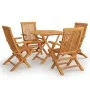 Juego de comedor para jardín 5 piezas madera maciza teca de vidaXL, Conjuntos de jardín - Ref: Foro24-3059580, Precio: 455,13...
