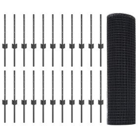 Reja con postes Gris 0.4 x 50 m Acero