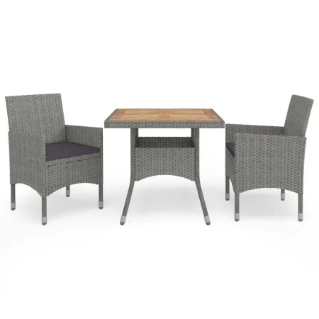 3-piece garden furniture set in gray synthetic rattan and acacia wood by vidaXL, Garden sets - Ref: Foro24-3058313, Price: 24...