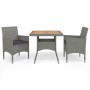 3-teilige Gartenmöbel aus synthetischem Rattan, Grau und Akazie von vidaXL, Gartensets - Ref: Foro24-3058313, Preis: 238,96 €...