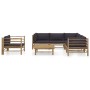 7-teiliges Gartenmöbel-Set aus Bambus mit dunkelgrauen Kissen von vidaXL, Gartensets - Ref: Foro24-3058216, Preis: 759,24 €, ...