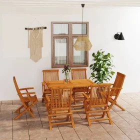 7-piece solid teak wood garden dining set by vidaXL, Garden sets - Ref: Foro24-3059604, Price: 571,33 €, Discount: %
