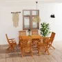 7-piece solid teak wood garden dining set by vidaXL, Garden sets - Ref: Foro24-3059604, Price: 570,13 €, Discount: %