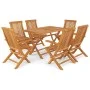 7-piece solid teak wood garden dining set by vidaXL, Garden sets - Ref: Foro24-3059604, Price: 570,13 €, Discount: %