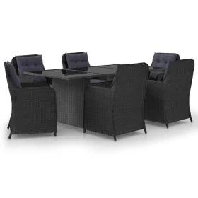 7-piece black synthetic rattan garden dining set by vidaXL, Garden sets - Ref: Foro24-3059479, Price: 1,00 €, Discount: %