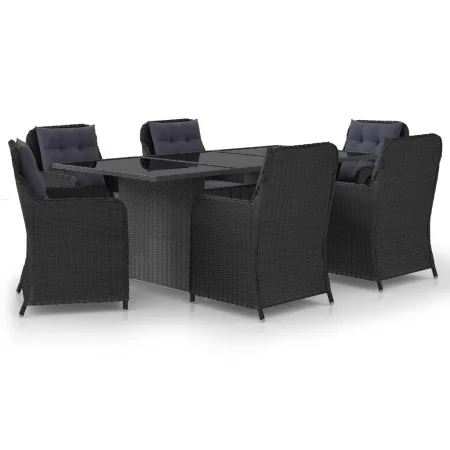7-piece black synthetic rattan garden dining set by vidaXL, Garden sets - Ref: Foro24-3059479, Price: 1,00 €, Discount: %