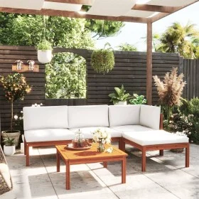 Garden furniture 5 pcs cream cushions solid acacia wood by vidaXL, Garden sets - Ref: Foro24-3057878, Price: 429,02 €, Discou...