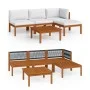 Muebles de jardín 5 pzas cojines crema madera maciza de acacia de vidaXL, Conjuntos de jardín - Ref: Foro24-3057878, Precio: ...