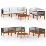 Garden furniture 6 pcs cream cushions solid acacia wood by vidaXL, Garden sets - Ref: Foro24-3057886, Price: 551,06 €, Discou...