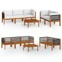 Garden furniture 6 pcs cream cushions solid acacia wood by vidaXL, Garden sets - Ref: Foro24-3057886, Price: 549,23 €, Discou...