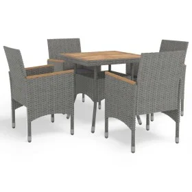 Gartenmöbel 5 Stück graues synthetisches Rattan und Akazie von vidaXL, Gartensets - Ref: Foro24-3058327, Preis: 381,54 €, Rab...