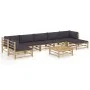8-teiliges Gartenmöbel-Set aus Bambus mit dunkelgrauen Kissen von vidaXL, Gartensets - Ref: Foro24-3058250, Preis: 750,87 €, ...