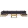 8-teiliges Gartenmöbel-Set aus Bambus mit dunkelgrauen Kissen von vidaXL, Gartensets - Ref: Foro24-3058250, Preis: 750,87 €, ...