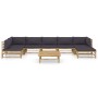 8-teiliges Gartenmöbel-Set aus Bambus mit dunkelgrauen Kissen von vidaXL, Gartensets - Ref: Foro24-3058250, Preis: 761,94 €, ...